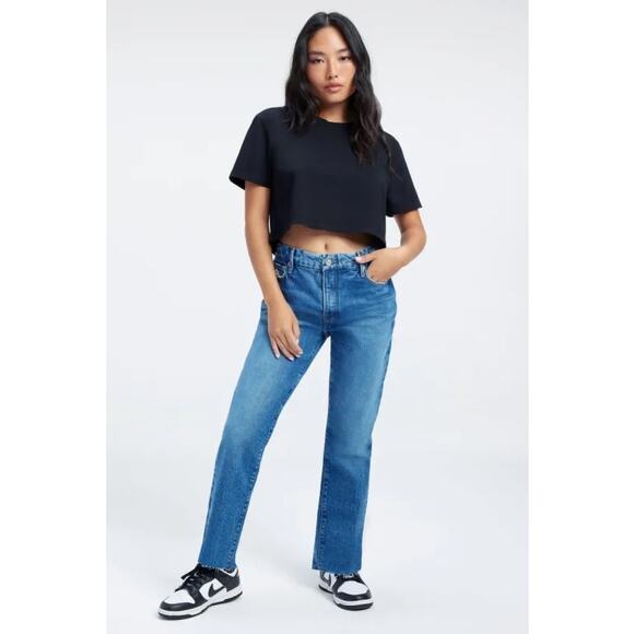 Good American Women’s Good Petite Straight Leg Jeans Women's Size 0 / 25 Blue - Picture 1 of 13